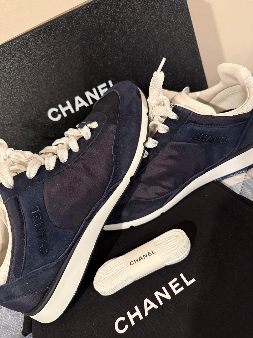 CHANEL Navy & White Sneakers Box - Dark Navy and White - Picture 7 of 7